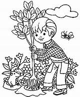 Coloring Pages Planting Kids Tree Boy Drawing Trees Little People Getdrawings Boys Color Disney és Madarak Napja Fák sketch template