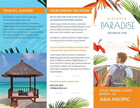travel tri fold brochure design template  psd word publisher