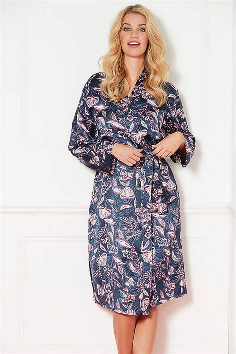 satin floral dressing gown