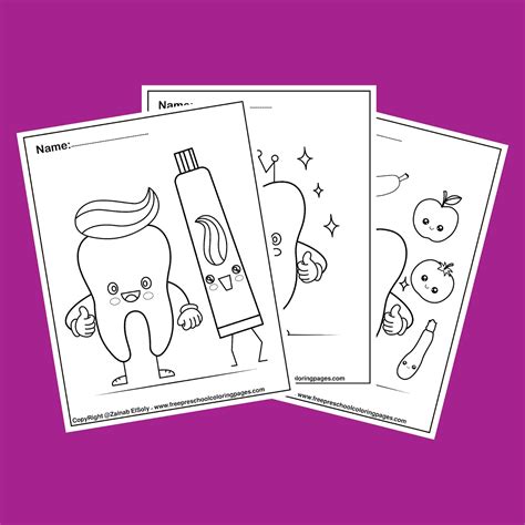 dental coloring pages  kids cute tooth kawaii design