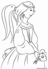 Princess Coloring Pages Flowers Printable Print Book sketch template