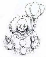 Coloring Scary Pages Creepy Clown Kids sketch template