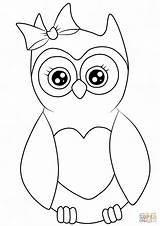 Owl Coloring Cartoon Pages Bow Printable Cute Kids Drawing Cutest Owls Hair Bird Board Birds Choose Categories A4 Animals Animal sketch template