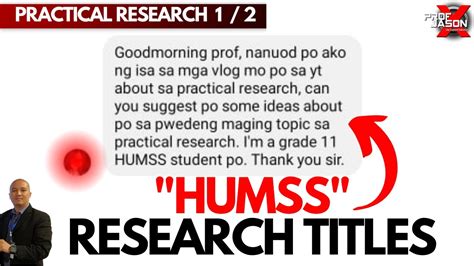 research title  humss practical research   youtube