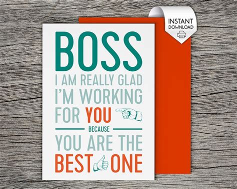 bosss day card bosses day card printable card  boss instant
