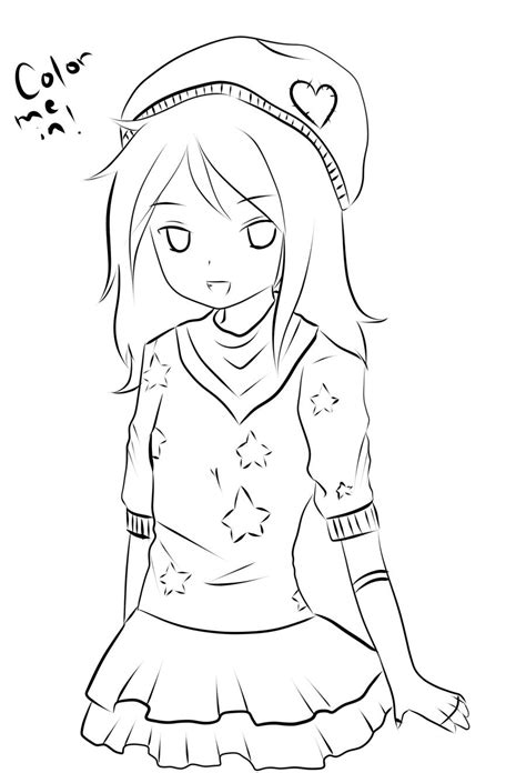 anime girl coloring page  creampuffchan  deviantart