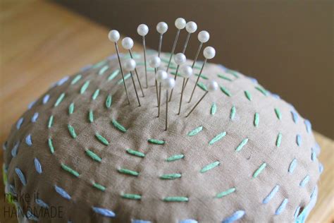 make it handmade hand embroidered pin cushion free sewing