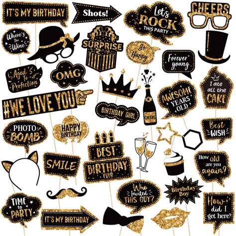 buy  pieces birthday photo booth prop happy birthday prop  photoshoot black  gold party