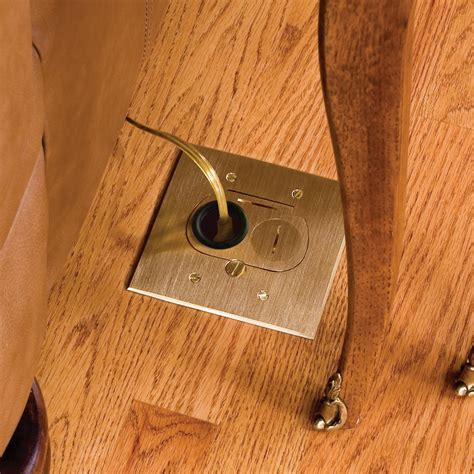 recessed  flush receptacle boxes  floor outlets  wood tagged brass floor box outlet