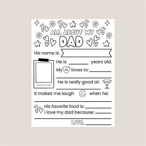 printable    dad coloring fill   blank page instant