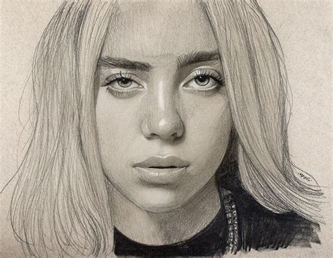 billie eilish drawing pencil sketch colorful realistic art images drawing skill