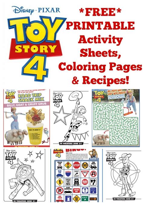 printable toy story  coloring pages activity sheets recipes