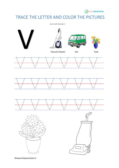 alphabet tracing letter vv  preschool