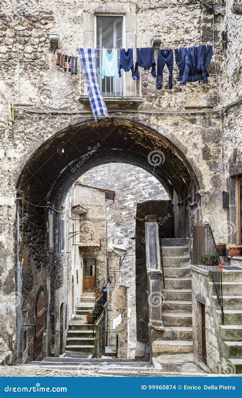 pictorial  streets  italian villages stock photo image  details abruzzi