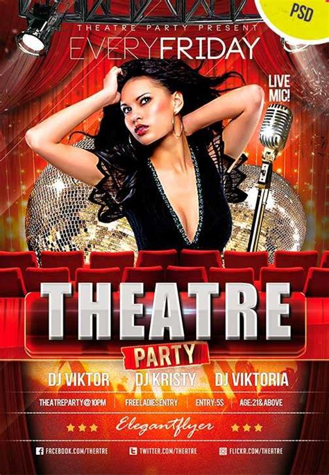 theatre party club and party free flyer psd template freepsdflyer