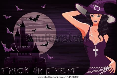 Happy Halloween Background Sexy Witch Vector Stock Vector Royalty Free