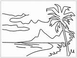 Pemandangan Sketsa Laut sketch template