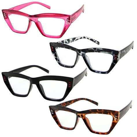 4 Pack Reading Glasses Cateye Readers Eyeglasses Women R2017
