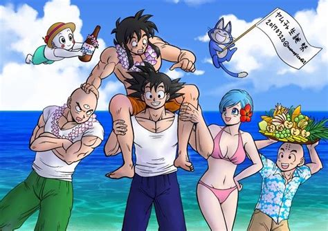 An Image Of Some Cartoon Characters On The Beach