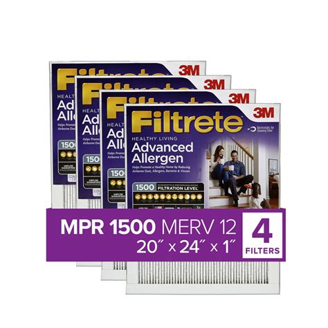 filtrete   xx merv  advanced allergen reduction hvac furnace air filter captures