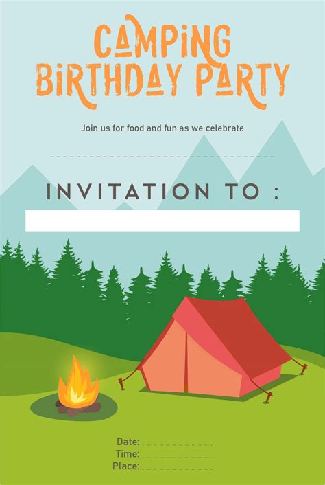 camping party invitations     printables printablee