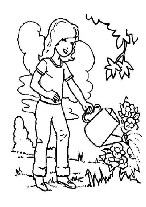 preschool girl watering plants coloring page coloring sky mermaid