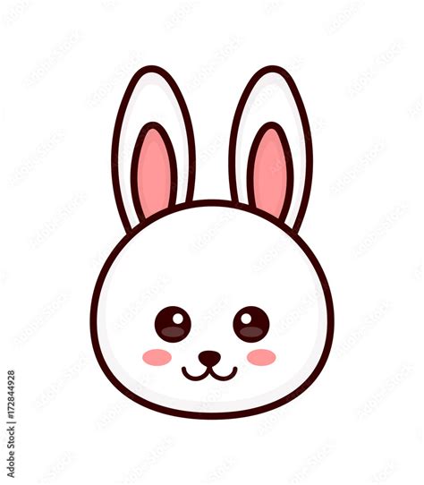 cute bunny rabbit face vector modern  outline flat style cartoon