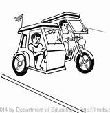 Tricycle Philippine Drawing Philippines Clipart Driver Getdrawings Flag Jeepney sketch template