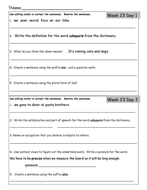 grade language arts worksheets printables printable worksheets
