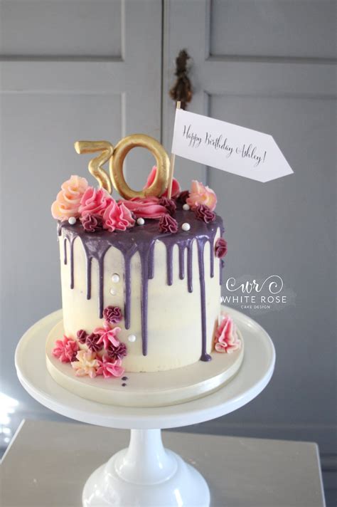 30th drippy birthday cake by white rose cake design 2