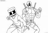 Marshmello Fortnite Deadpool sketch template