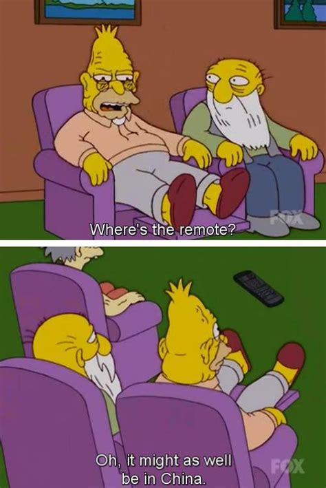 grandpa simpson and jasper beardly need a new remote the simpsons