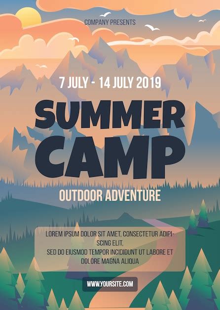 premium vector summer camp poster template