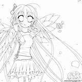 Coloring Angel Anime Pages Printable Easy Color Template Info sketch template