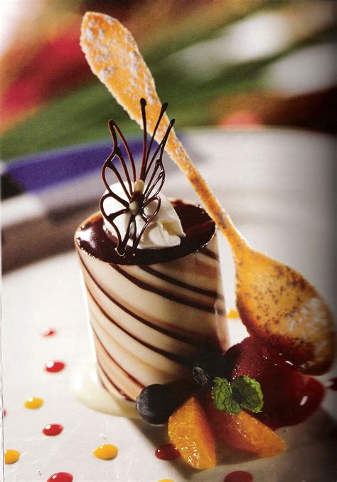 fine dining desserts plating creme brulee dark chocolate sorbet