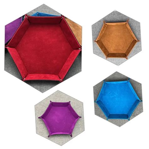 pu leather hexagon dice tray collapsible rolling tray dice storage box