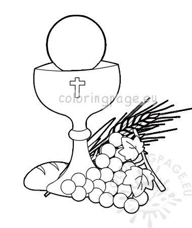 eucharist symbol  bread  wine template coloring page