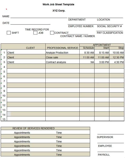 job sheet template   word excel  documents
