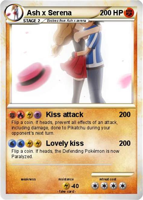 Pokémon Ash X Serena 1 1 Kiss Attack My Pokemon Card