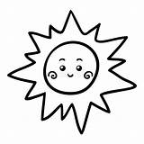 Sun Coloring Cute Face Book Children Clipart Dreamstime Illustrations Vectors Stock sketch template