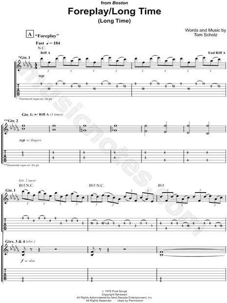 boston foreplay long time guitar tab in db major download and print sku mn0107648