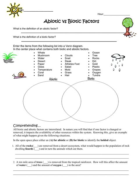 abiotic  biotic factors worksheet
