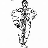 Dance Classical Coloring Theme Indian Dancer Bharatnatyam Pages India Trace Cliparts sketch template
