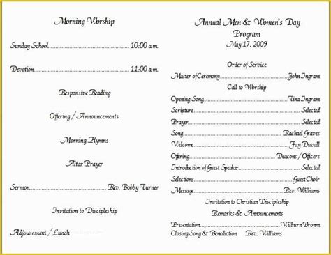 printable church program template  wedding program templates