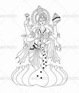 Hindu Luxmi Lakshmi Goddess Edges Smooth sketch template