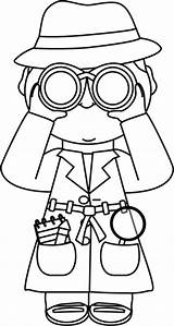 Detective Binoculars Spy Clipart Clip Kid Theme Kids Detectives Girl Agent Party Secret Classroom Coloring Book Greatest School Printable Drawing sketch template