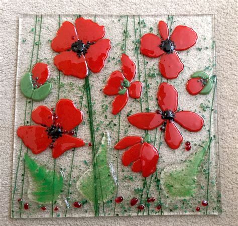 Fused Glass Poppies … Glass Art Stained Glass Crafts Fused Glass