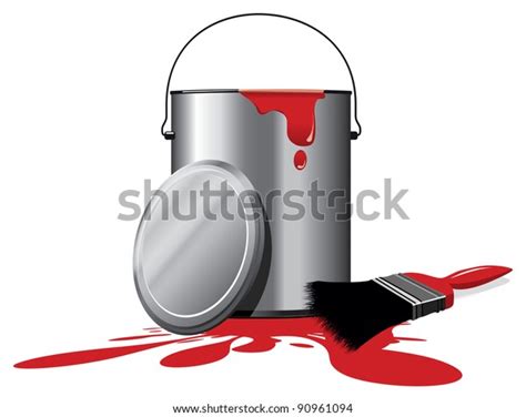 red paint pot stock vector royalty   shutterstock