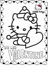 Coloring Valentine Pages Kitty Hello Cute Color Valentines Cat Printable Kids Print キティ Heart Barbie ハロー Articles Shape February Getcolorings sketch template