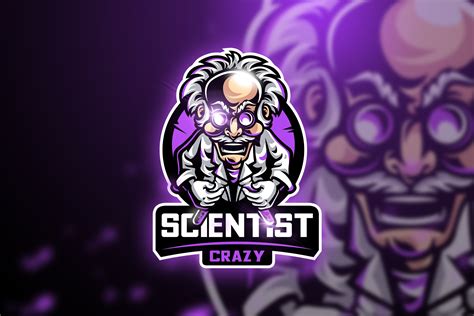 scientist crazy mascot esport logo branding logo templates creative market